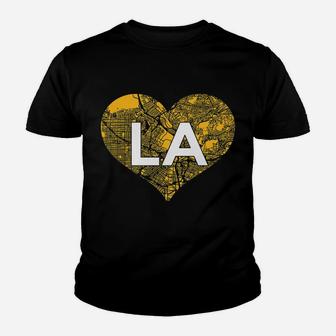 Womens I Love Los Angeles Basketball La Heart Map Youth T-shirt | Crazezy