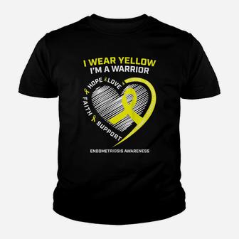 Womens I Wear Yellow Endo Warrior Endometriosis Awareness Warrior Youth T-shirt | Crazezy DE