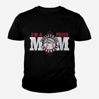 Womens I'm A Proud Volleyball Baseball Mom - Combined Sports Youth T-shirt | Crazezy AU