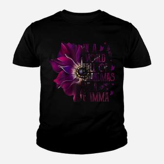 Womens In A World Full Of Grandmas Be Gamma Purple Anemone Flower Youth T-shirt | Crazezy CA