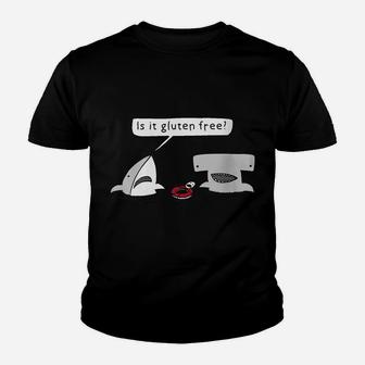 Womens Is It Gluten Free Two Sharks Graphic Youth T-shirt | Crazezy