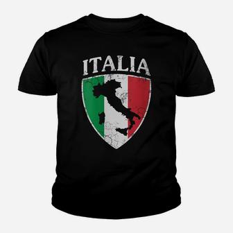 Womens Italia Crest Map Italy Italian Flag Retro Distressed Youth T-shirt | Crazezy