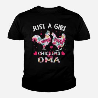 Womens Just A Girl Who Loves Chickens And Oma Flower Mother Youth T-shirt | Crazezy CA