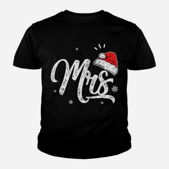 Womens Ki Funny Santa Hat Christmas Couple Matching Mrs Costume Youth T-shirt | Crazezy AU