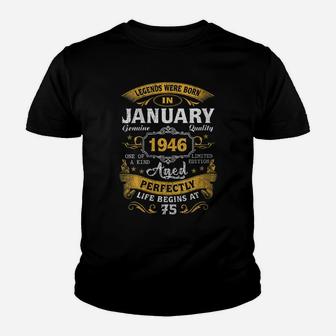 Womens Legends Born In January 1946 75Th Birthday Gift 75 Yrs Old Youth T-shirt | Crazezy AU
