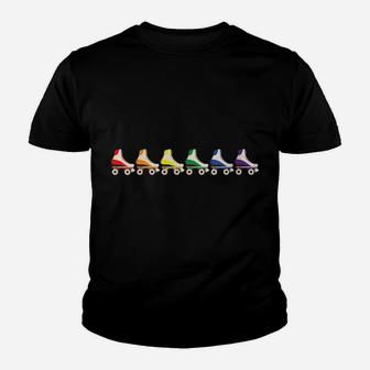 Womens Lgbt Flag Rainbow Skates Gay Retro Roller Skating Youth T-shirt | Crazezy