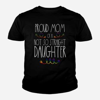 Womens Lgbtq Proud Mom Of A Gay Daughter Gift Ally Free Mom Hugs Youth T-shirt | Crazezy DE