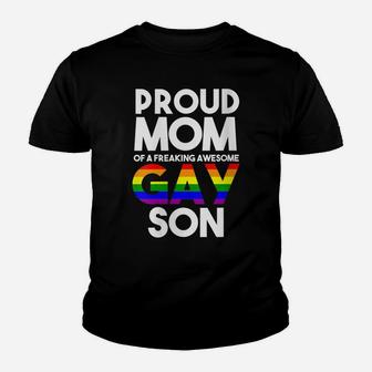 Womens Lgbtq Proud Mom Of A Gay Son Lgbtq Ally Gifts Free Mom Hugs Youth T-shirt | Crazezy CA