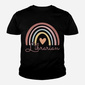 Womens Librarian Cute Boho Rainbow Funny Back To School Librarian Youth T-shirt | Crazezy DE