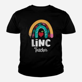 Womens Linc Teacher, Funny Boho Rainbow For Teachers Raglan Baseball Tee Youth T-shirt | Crazezy UK