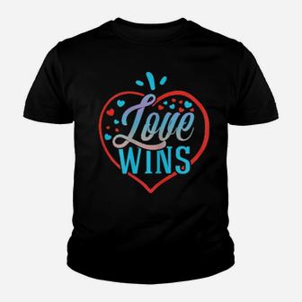 Womens Love Wins Gay Lesbian Rainbow Line Support Lgbt Pride Youth T-shirt - Monsterry UK