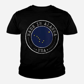 Womens Made In Alaska Vintage State Flag Home Ak Gift Youth T-shirt | Crazezy UK