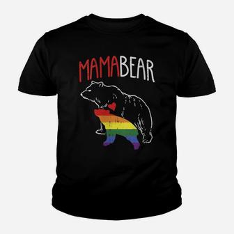 Womens Mama Bear Lgbt-Q Cute Rainbow Mothers Day Gay Pride Mom Gift Youth T-shirt | Crazezy