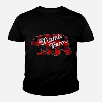Women's Mama Bear Red And Black Plaid T Shirt Youth T-shirt | Crazezy