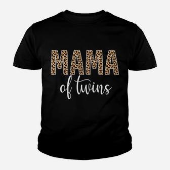 Womens Mama Of Twins Proud Mom Love Cheetah Print Cute Funny Gift Youth T-shirt | Crazezy DE