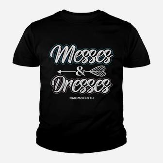Womens Messes And Dresses Mom Of Both Proud Mother Apparel Youth T-shirt | Crazezy CA