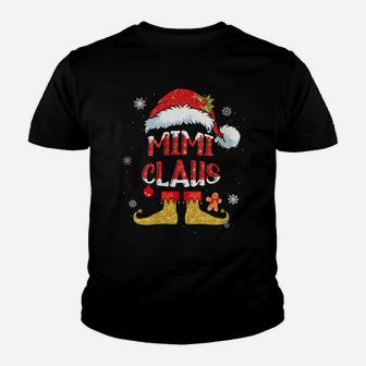 Womens Mimi Claus Christmas Santa Hat Family Group Matching Pajama Youth T-shirt | Crazezy