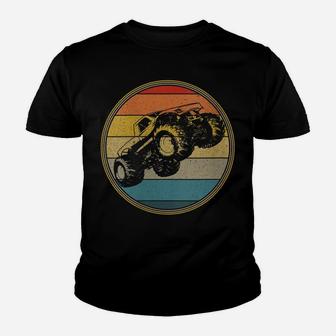 Womens Monster Truck Vintage Retro Style Sun Design Youth T-shirt | Crazezy