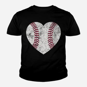 Womens Mother's Day Gift Distressed Heart Baseball Heart Mom Mama Youth T-shirt | Crazezy