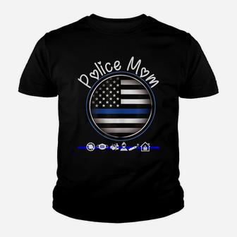 Womens Mothers Day Shirt For Cute Police Mom Flag Graphic Plus Size Youth T-shirt | Crazezy CA