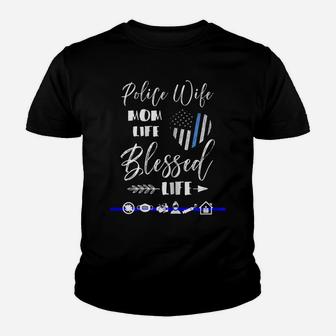 Womens Mothers Day Tshirt For Police Wife Mom Family Life Graphic Youth T-shirt | Crazezy UK