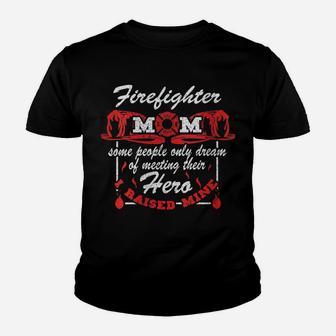 Womens My Favorite Firefighter Calls Me Mom - Usa Flag - Proud Mom Youth T-shirt | Crazezy UK