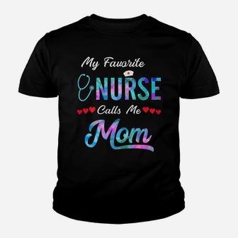 Womens My Favorite Nurse Calls Me Mom Shirt Watercolor Proud Mother Youth T-shirt | Crazezy CA
