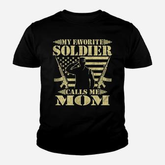 Womens My Favorite Soldier Calls Me Mom - Proud Military Mom Gifts Youth T-shirt | Crazezy