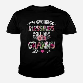 Womens My Greatest Blessings Call Me Granny Flower Youth T-shirt | Crazezy CA
