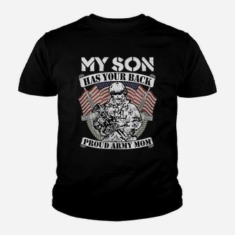 Womens My Son Has Your Back Proud Army Mom - Military Mother Gift Youth T-shirt | Crazezy CA