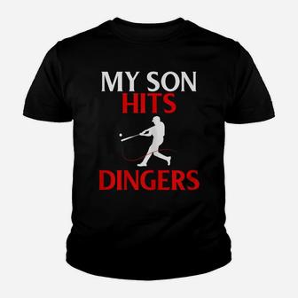 Womens My Son Hits Dingers Proud Mom Baseball Game Fans Funny Youth T-shirt | Crazezy