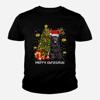 Womens Newfoundland Dog Christmas Lights Tree Santa Xmas Pajamas Youth T-shirt | Crazezy