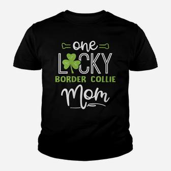 Womens One Lucky Border Collie Dog Mom Shirt St Patricks Day Youth T-shirt | Crazezy AU