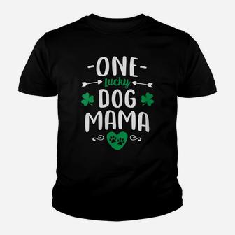 Womens One Lucky Dog Mama Shirt St Patrick Day Cute Dog Mom Gifts Youth T-shirt | Crazezy