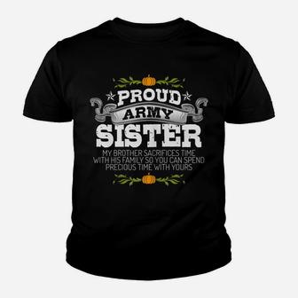 Womens Patriotic Thanksgiving Proud Army Sister Deployed Family Youth T-shirt | Crazezy
