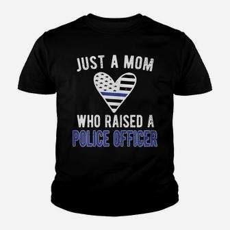 Womens Police Officer Mom | Proud Police Mom Cop Mother Blue Line Youth T-shirt | Crazezy