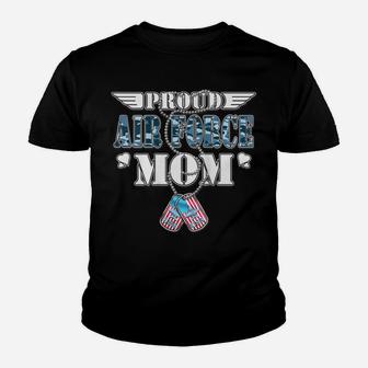 Womens Proud Air Force Mom - Us Flag Dog Tags Wings Military Mother Youth T-shirt | Crazezy UK