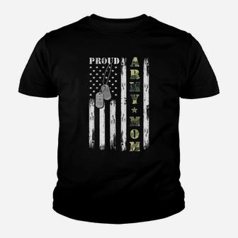 Womens Proud Army Mom American Flag Camo Military Mom Mother's Day Youth T-shirt | Crazezy UK