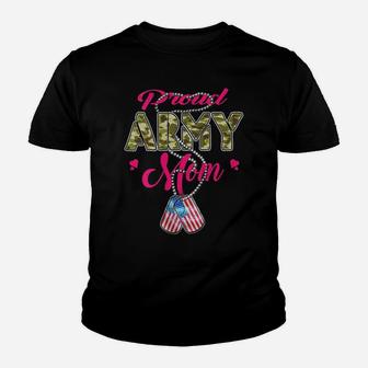 Womens Proud Army Mom Dog Tag Patriotic Military Mother Family Gift Youth T-shirt | Crazezy AU