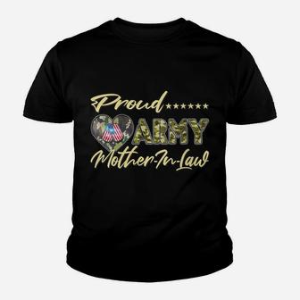 Womens Proud Army Mother-In-Law Us Flag Dog Tag Military Mom Family Youth T-shirt | Crazezy UK