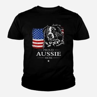 Womens Proud Aussie Shepherd Mom American Flag Patriotic Dog Gift Youth T-shirt | Crazezy