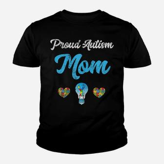 Womens Proud Autism Mom T Shirt Light It Up Blue Autism Awareness Youth T-shirt | Crazezy