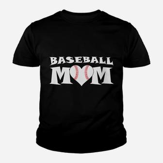 Womens Proud Baseball Mom With Heart Game Day Youth T-shirt | Crazezy