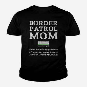 Womens Proud Border Patrol Mom Mother Thin Green Line American Flag Youth T-shirt | Crazezy