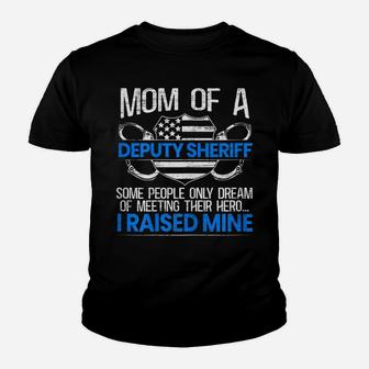 Womens Proud Deputy Sheriff Mom Law Enforcement Thin Blue Line Youth T-shirt | Crazezy DE