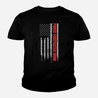 Womens Proud Firefighter Mom Design Patriotic Us Flag Gift Youth T-shirt | Crazezy DE