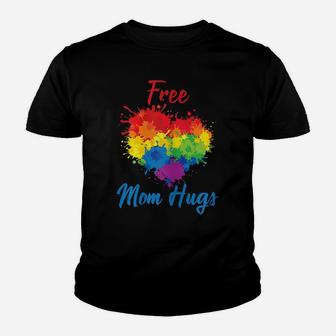 Womens Proud Free Mom Hugs Lgbt Rainbow Gay Pride Mom Youth T-shirt | Crazezy CA