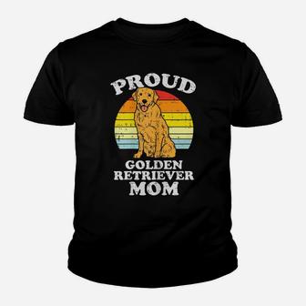 Womens Proud Golden Retriever Mom Sunset Retro Dog Mama Women Gift Youth T-shirt | Crazezy