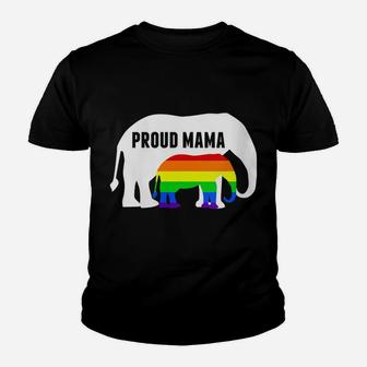 Womens Proud Lgbt Mama - Lgbtq Elephant Gay Pride Mom Youth T-shirt | Crazezy