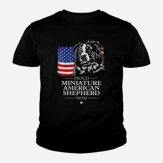Womens Proud Miniature American Shepherd Mom American Flag Dog Gift Youth T-shirt | Crazezy DE